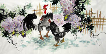 Chinese Chicken Painting,69cm x 138cm,4483001-x