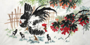 Chinese Chicken Painting,69cm x 138cm,4483004-x
