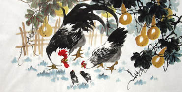 Chinese Chicken Painting,69cm x 138cm,4483005-x