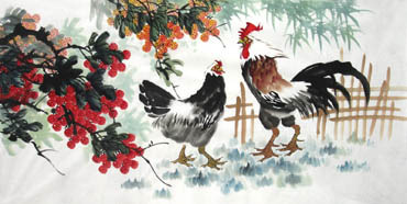 Chinese Chicken Painting,69cm x 138cm,4483007-x
