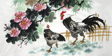 Chinese Chicken Painting,69cm x 138cm,4483008-x