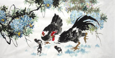 Chinese Chicken Painting,69cm x 138cm,4483009-x