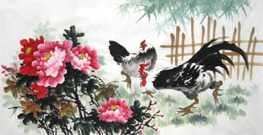Chinese Chicken Painting,69cm x 138cm,4483010-x