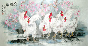 Chinese Chicken Painting,69cm x 138cm,4484001-x