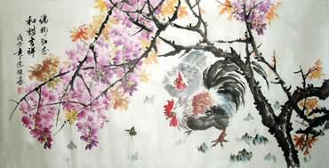 Chinese Chicken Painting,69cm x 138cm,4484002-x