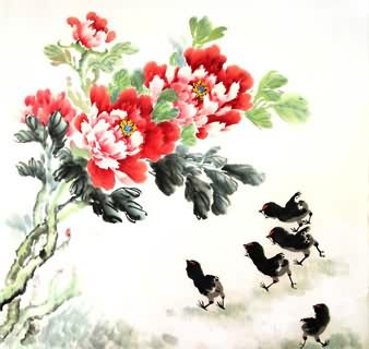 Chinese Chicken Painting,69cm x 69cm,4485002-x