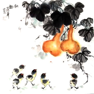 Chinese Chicken Painting,50cm x 50cm,4485005-x