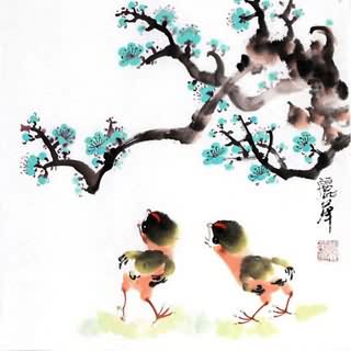 Chinese Chicken Painting,33cm x 33cm,4485006-x