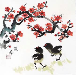 Chinese Chicken Painting,33cm x 33cm,4485007-x