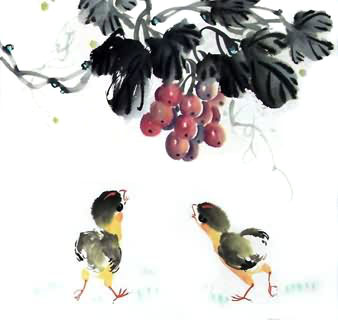 Chinese Chicken Painting,33cm x 33cm,4485009-x