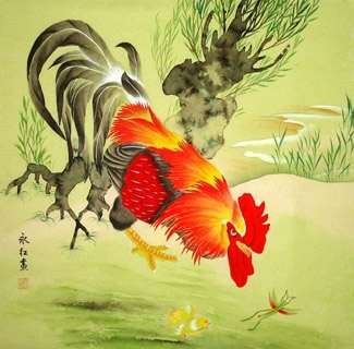 Chinese Chicken Painting,66cm x 66cm,4602002-x