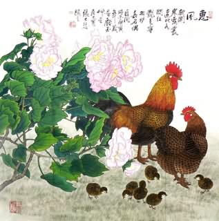 Chinese Chicken Painting,69cm x 69cm,4721020-x