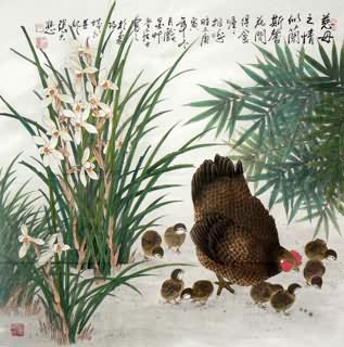 Chinese Chicken Painting,69cm x 69cm,4721021-x