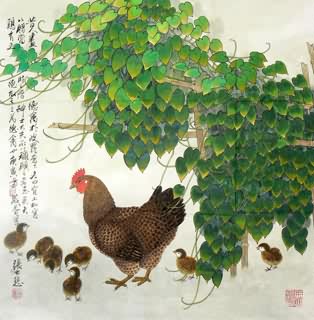 Chinese Chicken Painting,69cm x 69cm,4721022-x