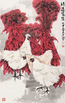Chinese Chicken Painting,62cm x 92cm,fzg21189001-x