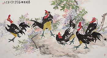 Chinese Chicken Painting,97cm x 180cm,fzg21189002-x