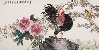 Chinese Chicken Painting,69cm x 138cm,fzg21189006-x