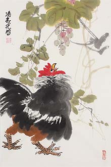 Chinese Chicken Painting,46cm x 70cm,fzg21189010-x