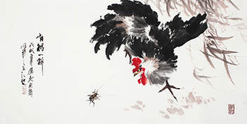Chinese Chicken Painting,50cm x 100cm,syx21172009-x