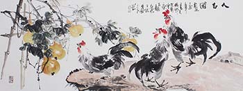 Chinese Chicken Painting,70cm x 180cm,syx21172013-x