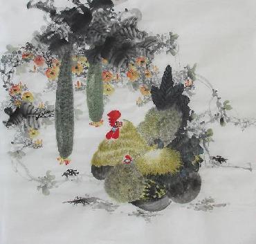 Chinese Chicken Painting,68cm x 68cm,szl41081001-x