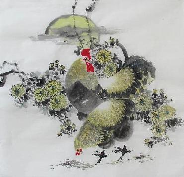 Chinese Chicken Painting,68cm x 68cm,szl41081006-x