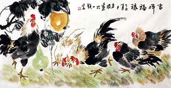 Chinese Chicken Painting,70cm x 135cm,wjr21192002-x