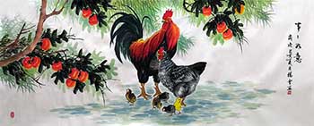 Chinese Chicken Painting,85cm x 220cm,yx21193001-x