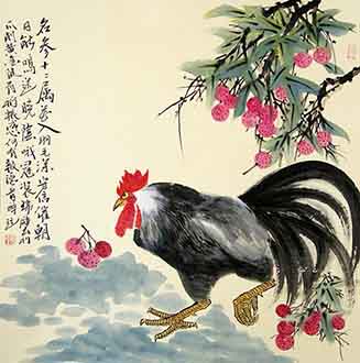 Chinese Chicken Painting,68cm x 68cm,zy21191002-x