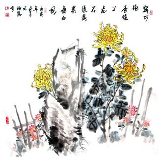 Chinese Chrysanthemum Painting,69cm x 69cm,2360046-x