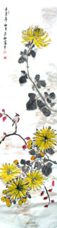 Chinese Chrysanthemum Painting,33cm x 130cm,2360053-x