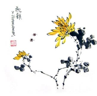 Chinese Chrysanthemum Painting,33cm x 33cm,2396015-x
