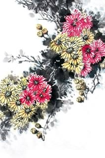Chinese Chrysanthemum Painting,69cm x 46cm,2403008-x
