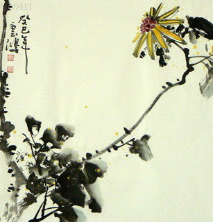 Chinese Chrysanthemum Painting,50cm x 50cm,2579001-x