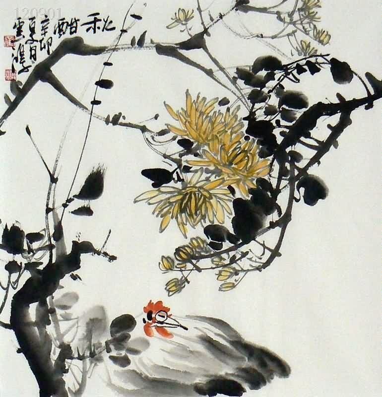 Chinese Chrysanthemum Painting 2579002, 50cm x 50cm(19ã€ƒ x 19ã€ƒ)