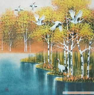 Chinese Crane Painting,45cm x 45cm,4702007-x