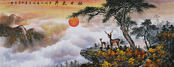 Chinese Deer Painting,70cm x 180cm,kl41201001-x