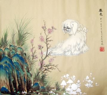 Chinese Dog Painting,50cm x 50cm,4468002-x