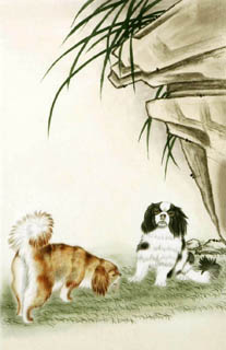 Chinese Dog Painting,43cm x 65cm,4545010-x