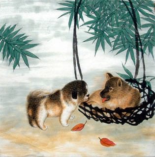 Chinese Dog Painting,50cm x 50cm,4680001-x