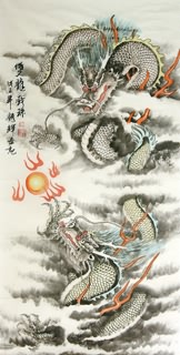 Chinese Dragon Painting,69cm x 138cm,4732015-x