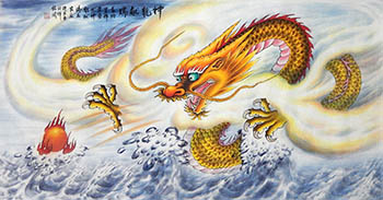 Chinese Dragon Painting,68cm x 136cm,wxy41212007-x