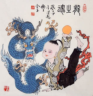 Chinese Dragon Painting,69cm x 69cm,zjy41121001-x