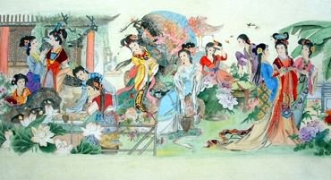 Chinese Dream of the Red Chamber Beauties & Figures Painting,97cm x 180cm,3336048-x