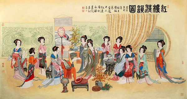 Dream of the Red Chamber Beauties & Figures,90cm x 175cm(35〃 x 69〃),3506030-z