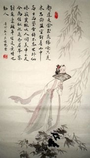 Chinese Dream of the Red Chamber Beauties & Figures Painting,48cm x 96cm,3718014-x