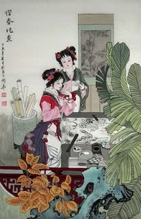 Chinese Dream of the Red Chamber Beauties & Figures Painting,68cm x 110cm,3720011-x