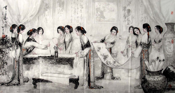 Dream of the Red Chamber Beauties & Figures,97cm x 180cm(38〃 x 70〃),3798026-z