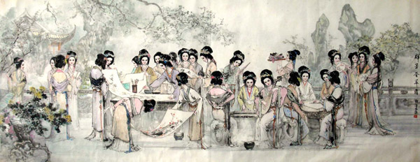 Dream of the Red Chamber Beauties & Figures,124cm x 283cm(49〃 x 111〃),3798027-z