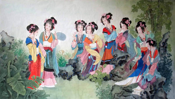 Dream of the Red Chamber Beauties & Figures,96cm x 170cm(38〃 x 67〃),3807011-z